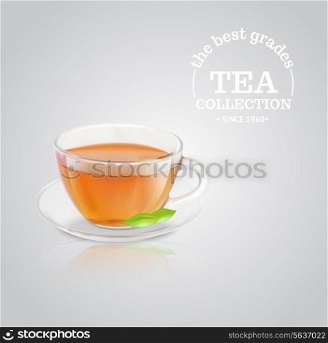 Tea cup over grey background. Vector illustration.