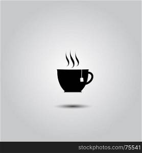 tea cup vector icon. kitchen black icon of a cup of tea on a white background