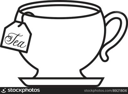 Tea cup with bag isolated icon design vector image
