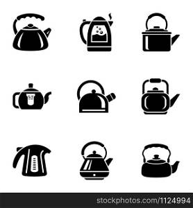 Tea filling icons set. Simple set of 9 tea filling vector icons for web isolated on white background. Tea filling icons set, simple style