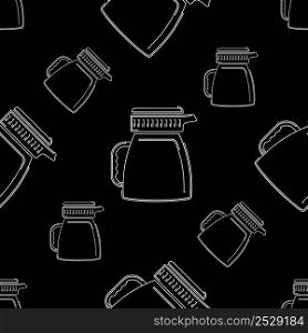 Tea Flask Icon Seamless Pattern, Hot Liquid Thermos Flask Icon Vector Art Illustration