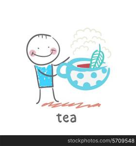 tea. Fun cartoon style illustration. The situation of life.