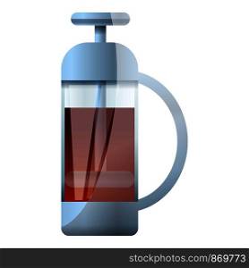 Tea glass press icon. Cartoon of tea glass press vector icon for web design isolated on white background. Tea glass press icon, cartoon style