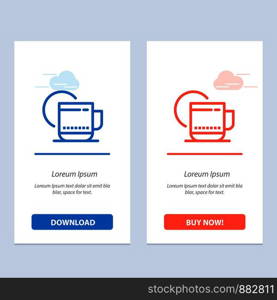 Tea, Hot, Hotel, Service Blue and Red Download and Buy Now web Widget Card Template