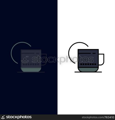 Tea, Hot, Hotel, Service Icons. Flat and Line Filled Icon Set Vector Blue Background