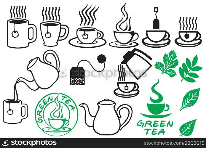 Tea icons set