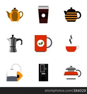 Tea icons set. Flat illustration of 9 tea vector icons for web. Tea icons set, flat style