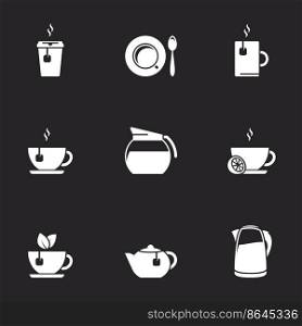 Tea Icons Set on Black background