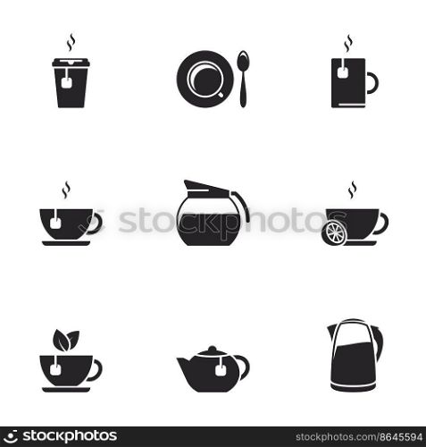 Tea Icons Set on White Background