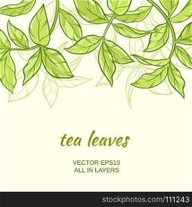 tea. Illustration with green tea leaves on color background