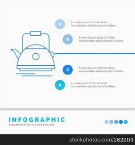 Tea, kettle, teapot, camping, pot Infographics Template for Website and Presentation. Line Blue icon infographic style vector illustration