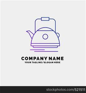 Tea, kettle, teapot, camping, pot Purple Business Logo Template. Place for Tagline. Vector EPS10 Abstract Template background