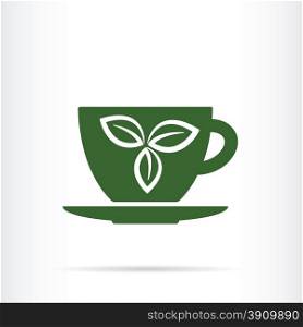 tea leaf on cup as tea time icon vector illustration