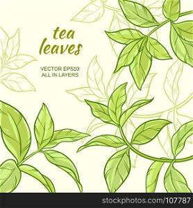 tea leaves background. Illustration with green tea leaves on color background