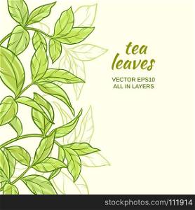 tea leaves background. Illustration with green tea leaves on color background