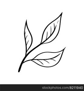 Tea leaves icon in simple sketch style. Isolated sign for tea business, cafe or packaging