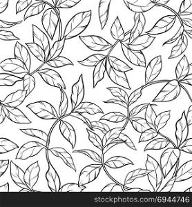 tea leaves seamless pattern. tea leaves seamless pattern on white background