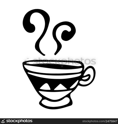 Tea or coffee cup vector doodle hand drawn line illustration.. Tea or coffee cup vector doodle hand drawn line illustration