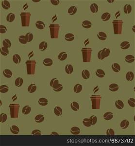 Tea or coffee cups seamless vector pattern with coffee beans or corns.. Tea or coffee cups seamless vector pattern with coffee beans or corns. Cups seamless vector pattern.