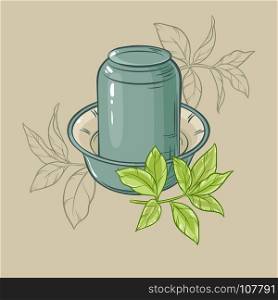 tea pair. vector illustration with tea pair on brown background
