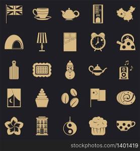 Tea party icons set. Simple set of 25 tea party vector icons for web for any design. Tea party icons set, simple style