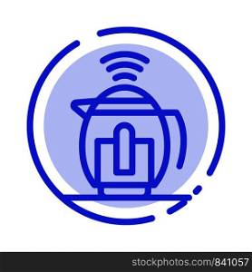Tea, Pot, Service, Technology Blue Dotted Line Line Icon