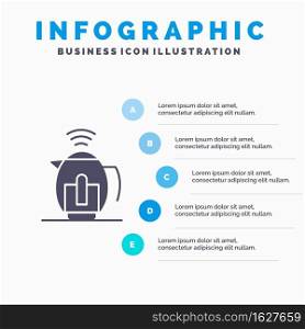 Tea, Pot, Service, Technology Solid Icon Infographics 5 Steps Presentation Background