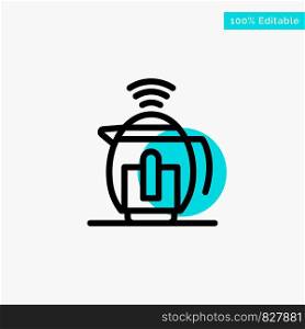 Tea, Pot, Service, Technology turquoise highlight circle point Vector icon