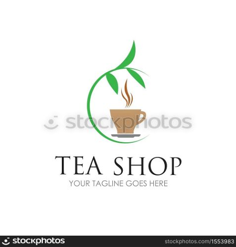 tea shop logo symbol vector illustration design template