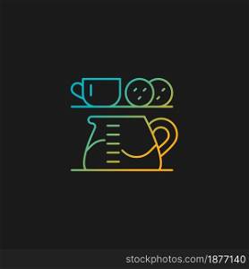Tea stations gradient vector icon for dark theme. Office coffee point. Encourage interaction between coworkers. Thin line color symbol. Modern style pictogram. Vector isolated outline drawing. Tea stations gradient vector icon for dark theme