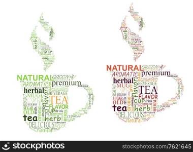 Tea tags cloud with cup shape for any cafe design