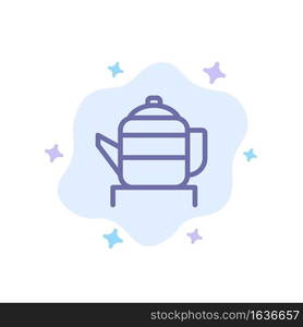 Tea, Teapot, China, Chinese Blue Icon on Abstract Cloud Background