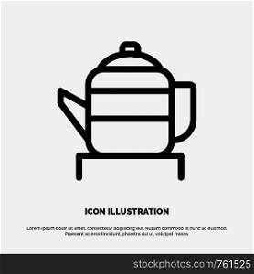 Tea, Teapot, China, Chinese Vector Line Icon