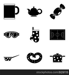 Tea time icon set. Simple set of 9 tea time vector icons for web design isolated on white background. Tea time icon set, simple style
