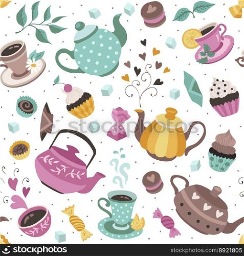 Tea time pattern vector image