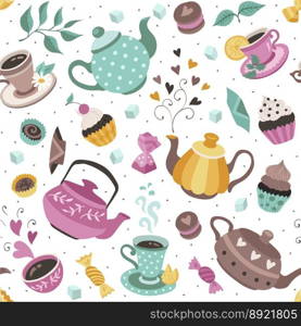 Tea time pattern vector image