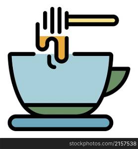 Tea with honey icon. Outline tea with honey vector icon color flat isolated. Tea with honey icon color outline vector