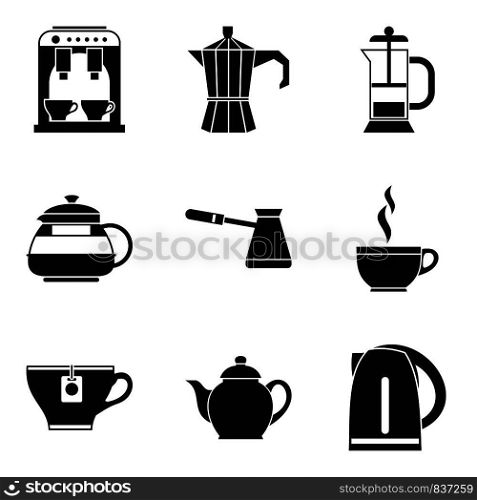 Tea with milk icons set. Simple set of 9 tea with milk vector icons for web isolated on white background. Tea with milk icons set, simple style