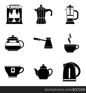 Tea with milk icons set. Simple set of 9 tea with milk vector icons for web isolated on white background. Tea with milk icons set, simple style
