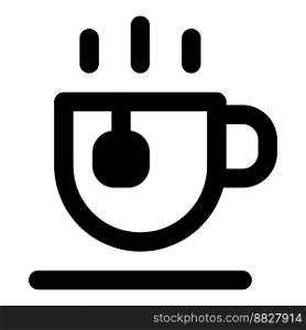Tea with teabag line icon set
