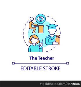 Teacher concept icon. Responsibility for student mental health abstract idea thin line illustration. Analyze problems. Isolated outline drawing. Editable stroke. Arial, Myriad Pro-Bold fonts used. Teacher concept icon