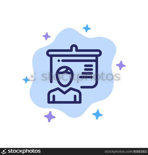 Teacher, Education, Presentation, School Blue Icon on Abstract Cloud Background