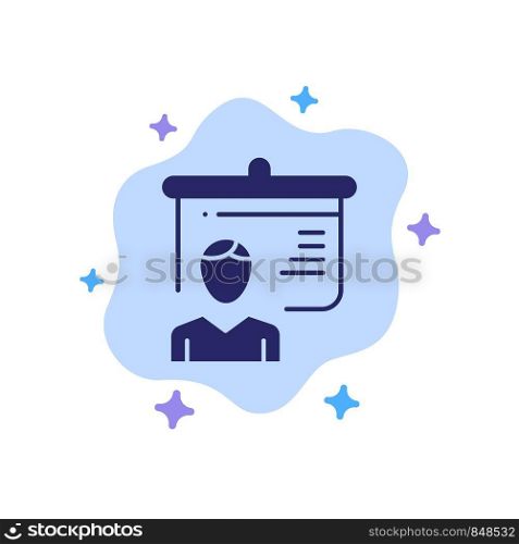 Teacher, Education, Presentation, School Blue Icon on Abstract Cloud Background