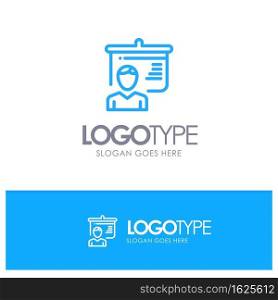 Teacher, Education, Presentation, School Blue outLine Logo with place for tagline
