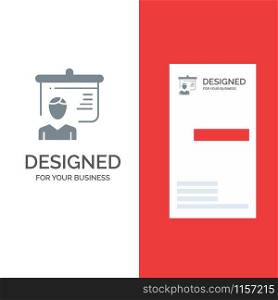 Teacher, Education, Presentation, School Grey Logo Design and Business Card Template