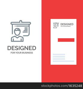 Teacher, Education, Presentation, School Grey Logo Design and Business Card Template