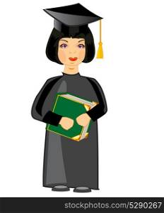 Teacher with book. The Girl scientist with book in hand.Vector illustration
