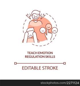 Teaching emotion regulation skills terracotta concept icon. Resist impulsive behavior abstract idea thin line illustration. Isolated outline drawing. Editable stroke. Arial, Myriad Pro-Bold fonts used. Teaching emotion regulation skills terracotta concept icon