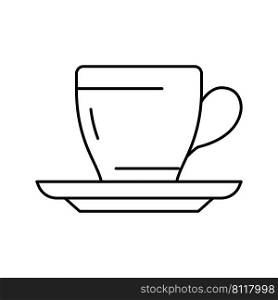 teacup with plate line icon vector. teacup with plate sign. isolated contour symbol black illustration. teacup with plate line icon vector illustration