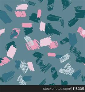 Teal and pink brush strokes abstract modern seamless pattern natural color background. Design for wrapping paper, wallpaper, fabric print, backdrop. Vector illustration.. Teal and pink brush strokes abstract modern seamless pattern natural color background.